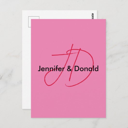 Carte Postale Nom monogramme de script classique tendance (Devant / Derrière)