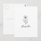 Carte Postale Nom personnalisé Fleur de naissance de février vio (Devant / Derrière)