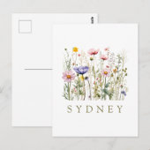 Carte Postale Nom personnalisé fleur sauvage (Devant / Derrière)