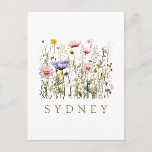 Carte Postale Nom personnalisé fleur sauvage (Devant)