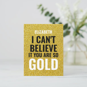 Carte Postale Nom personnalisé Gold Moderne 50e anniversaire