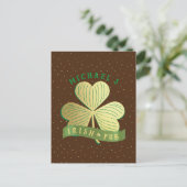 Carte Postale Nom personnalisé Gold Shamrock St Patrick's Day (Debout devant)