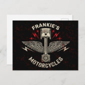 Carte Postale Nom personnalisé Motorcycle Piston Wings Biker Gar (Devant / Derrière)