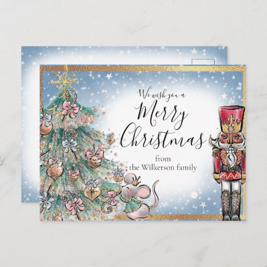 Carte Postale Nom personnalisé Nutcracker Joyeux Noël (Devant / Derrière)