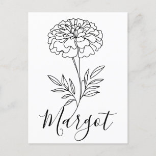 Carte Postale Nom personnalisé octobre Souci Fleur de naissance