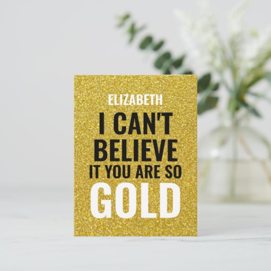 Carte Postale Nom personnalisé Or Moderne 50e anniversaire (Debout devant)