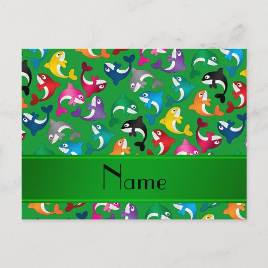 Carte Postale Nom personnalisé orques arc-en-ciel vert (Devant)