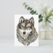Carte Postale Nom personnalisé ou loup en texte d'aquarelle Anim (Debout devant)
