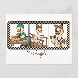 Carte Postale Nom personnalisé Physiothérapeute Oie Rétro Drôle