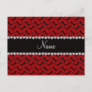 Carte Postale Nom personnalisé rouge noir talons hauts arc diama