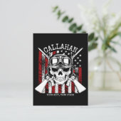 Carte Postale NOM personnalisé Soldat Crâne Double Armes USA Dra (Debout devant)