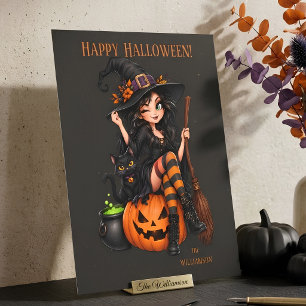 Carte Postale Nom personnalisé Sorcière méchante Halloween