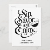 Carte Postale Nom personnalisé / Texte Sip, Savourez, Profitez (Devant / Derrière)