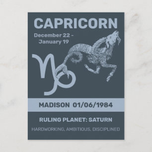 Carte Postale Nom personnalisé / Texte Zodiac Signal Capricorne