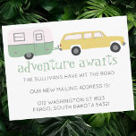 Carte Postale NOMAD Nouvelle adresse postale AVENTURE ATTEND RV<br><div class="desc">Découvrez cette jolie bande-annonce de camping avec le message "AVENTURE ATTENTES". Parfait pour alerter vos amis et votre famille de votre nouvelle adresse postale lorsque vous êtes sur la route. Vous pouvez toujours modifier et ajouter votre propre texte. Faites-moi savoir si vous voulez quelque chose fait sur mesure. Et assurez-vous...</div>