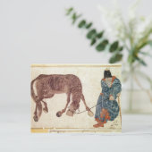Carte Postale nomade mongol emmenant son cheval à l'eau (Debout devant)