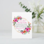 Carte Postale Nombres 6:24-26 Couronne florale rose chrétienne (Debout devant)