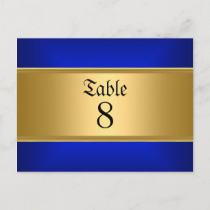 Carte Postale Nombres de table de mariage bleu royal bleu