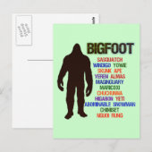 Carte Postale Noms Bigfoot (Devant / Derrière)