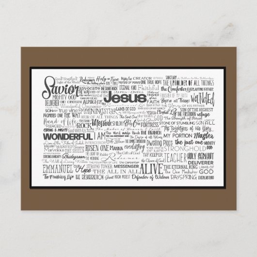 Carte Postale Noms de Dieu Brown blanc (Devant)