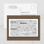 Carte Postale Noms de Dieu Brun Blanc (Devant / Derrière)