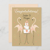 Carte Postale Noms de félicitations de mariage flamant rose pêch (Devant / Derrière)
