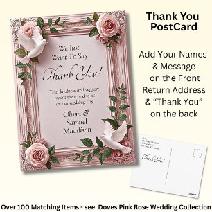 Carte Postale Noms & Message sur Roses Roses et Mariage de Colom