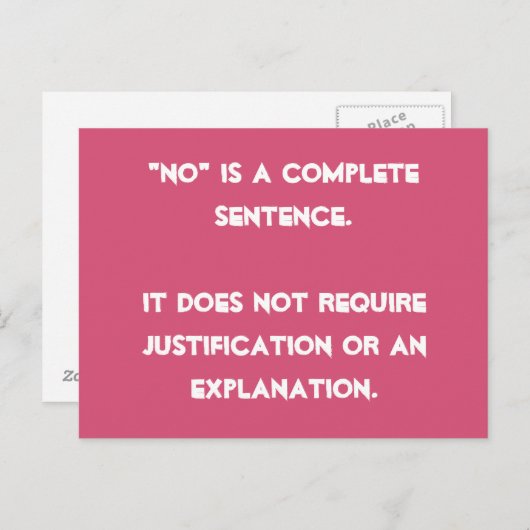 Carte Postale "Non" est une phrase complète - (Devant / Derrière)