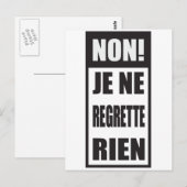 Carte Postale Non ! Je ne regrette rien (Devant / Derrière)