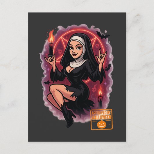 Carte Postale Nonne hantée - Halloween Éffrayant (Devant)