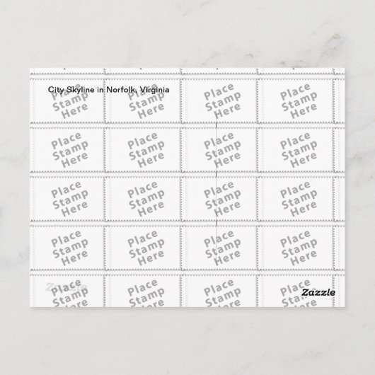 Carte Postale Norfolk City Skyline (Dos)