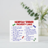 Carte Postale NORFOLK TERRIER Lois sur la propriété 2 (Debout devant)