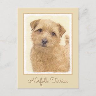 Carte Postale Norfolk Terrier Peinture - Art Chien original