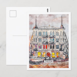 Carte Postale Norge Oslo Norvège Lieu de voyage célèbre aquarell
