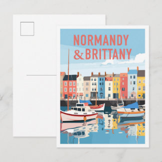 Carte Postale Normandy and Brittany France Art Vintage Travel