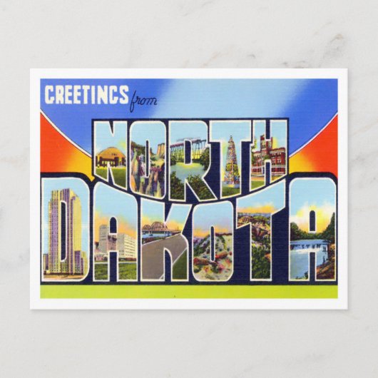 Carte postale North Dakota Big Letters (Devant)