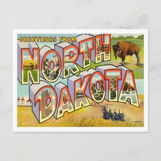 Carte postale North Dakota Big Letters (Devant)