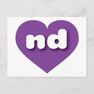 Carte Postale North Dakota coeur pourpre - J'aime et
