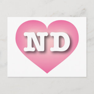 Carte Postale North Dakota Pink Fade Heart - J'aime ND