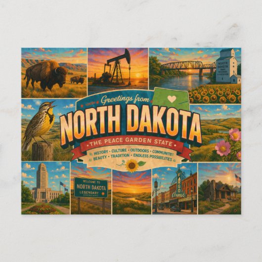 Carte Postale North Dakota Postcard (Devant)