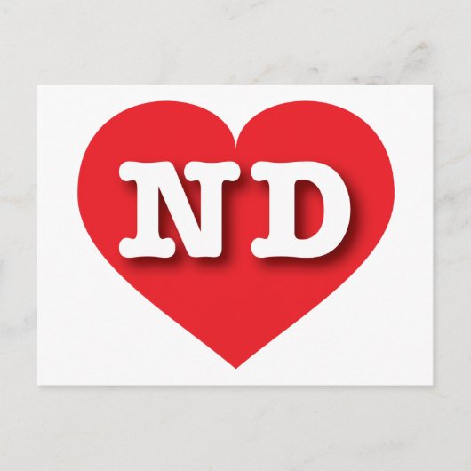 Carte Postale North Dakota Red Heart - J'aime ND (Devant)