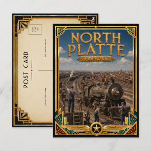 Carte Postale North Platte Nebraska Art Déco vintage de l'âge d'