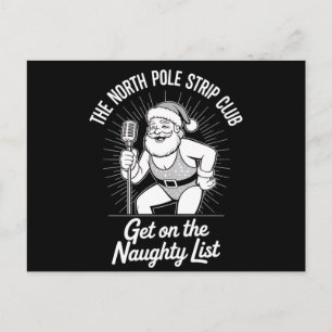 Carte Postale North Pôle Strip Club Christmas Père Noël Dancing