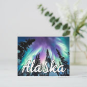 Carte Postale Northern Lights Winter Forest Typographie de l'Ala (Debout devant)