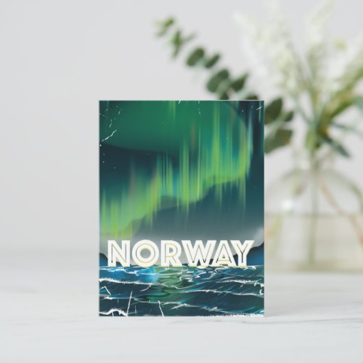 Carte Postale Norvège Aurora Northern Lights Affiche de voyage (Debout devant)