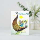 Carte Postale Norvège, bateau viking dans les fjords, voyage vin (Debout devant)