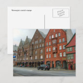 Carte Postale Norvège, Bergen, bâtiments traditionnels (Devant / Derrière)