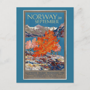 Carte Postale Norvège en septembre Poster vintage restauré