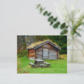 Carte Postale Norvège, hutte fermière traditionnelle, hauts pâtu (Debout devant)