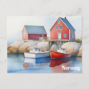 Carte Postale Norvège Iles Lofoten Aquarelle Voyage Norvégien